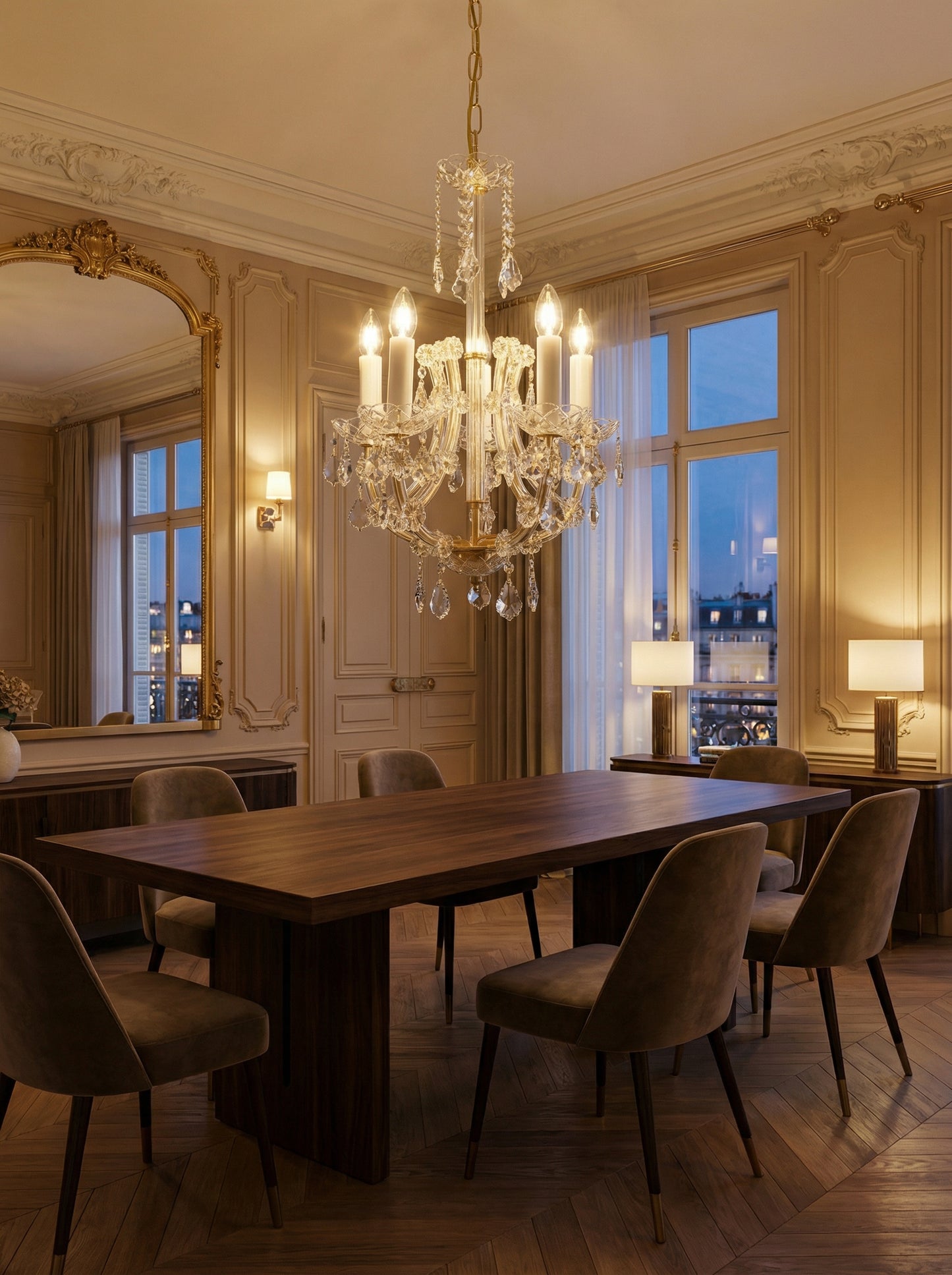 Marie-Thérèse d’Autriche 1 – Lustre à Bougies en Cristal, Doré