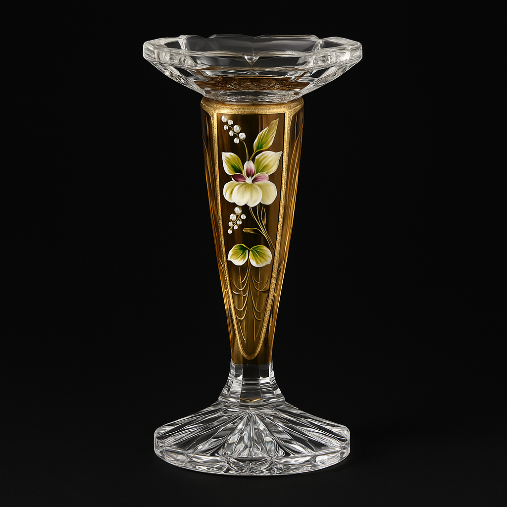 Paire de bougeoirs en cristal - l'Orchidée