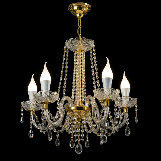 Lustre “Lucienna” en Cristal Tchèque – 6 Lampes