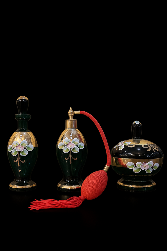 Parure de Boudoir en Cristal – Tsarskoïe Selo Émeraude (3 pièces)