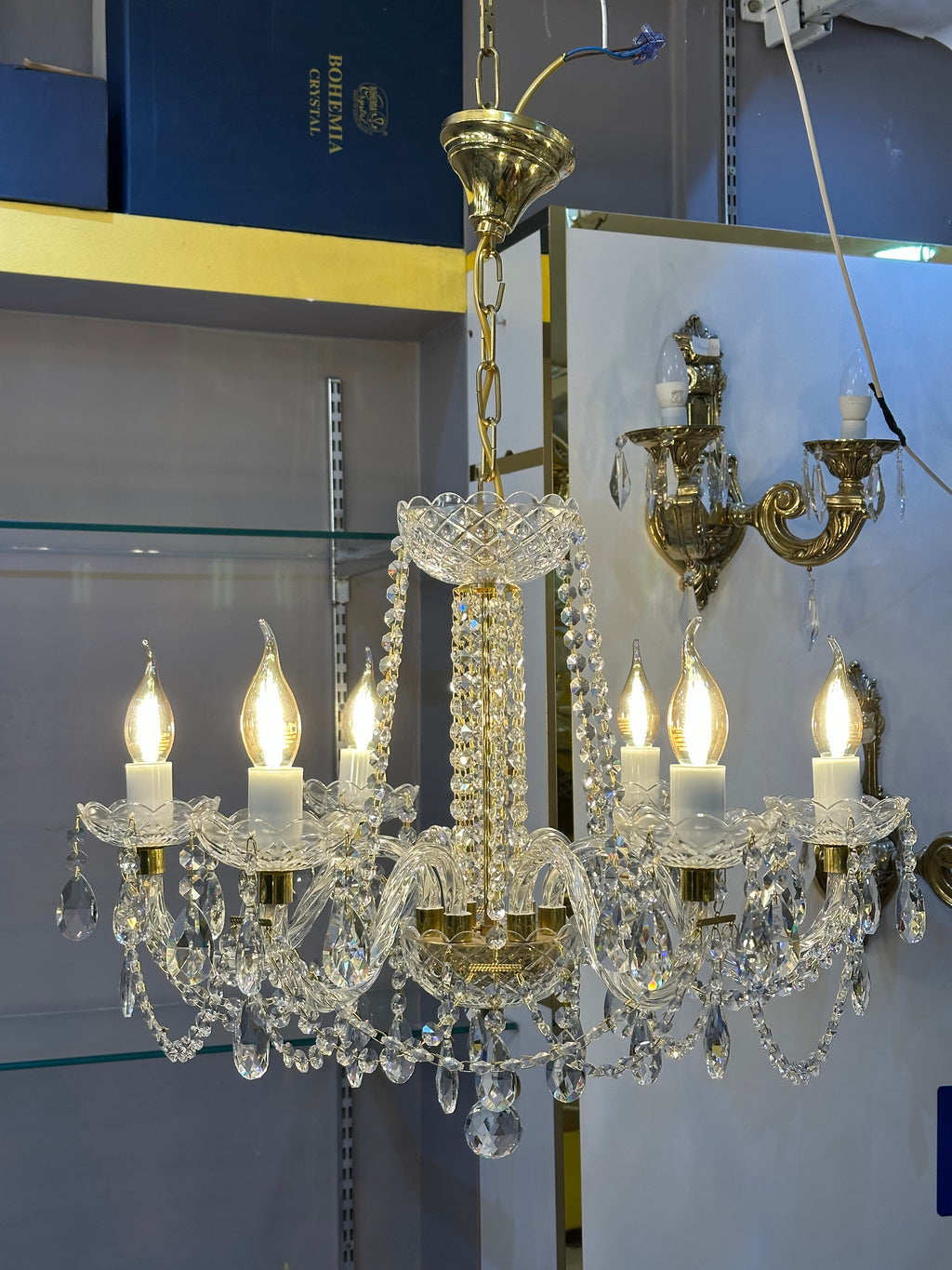 Lustre Lyena en Cristal Tchèque – 6 Lampes