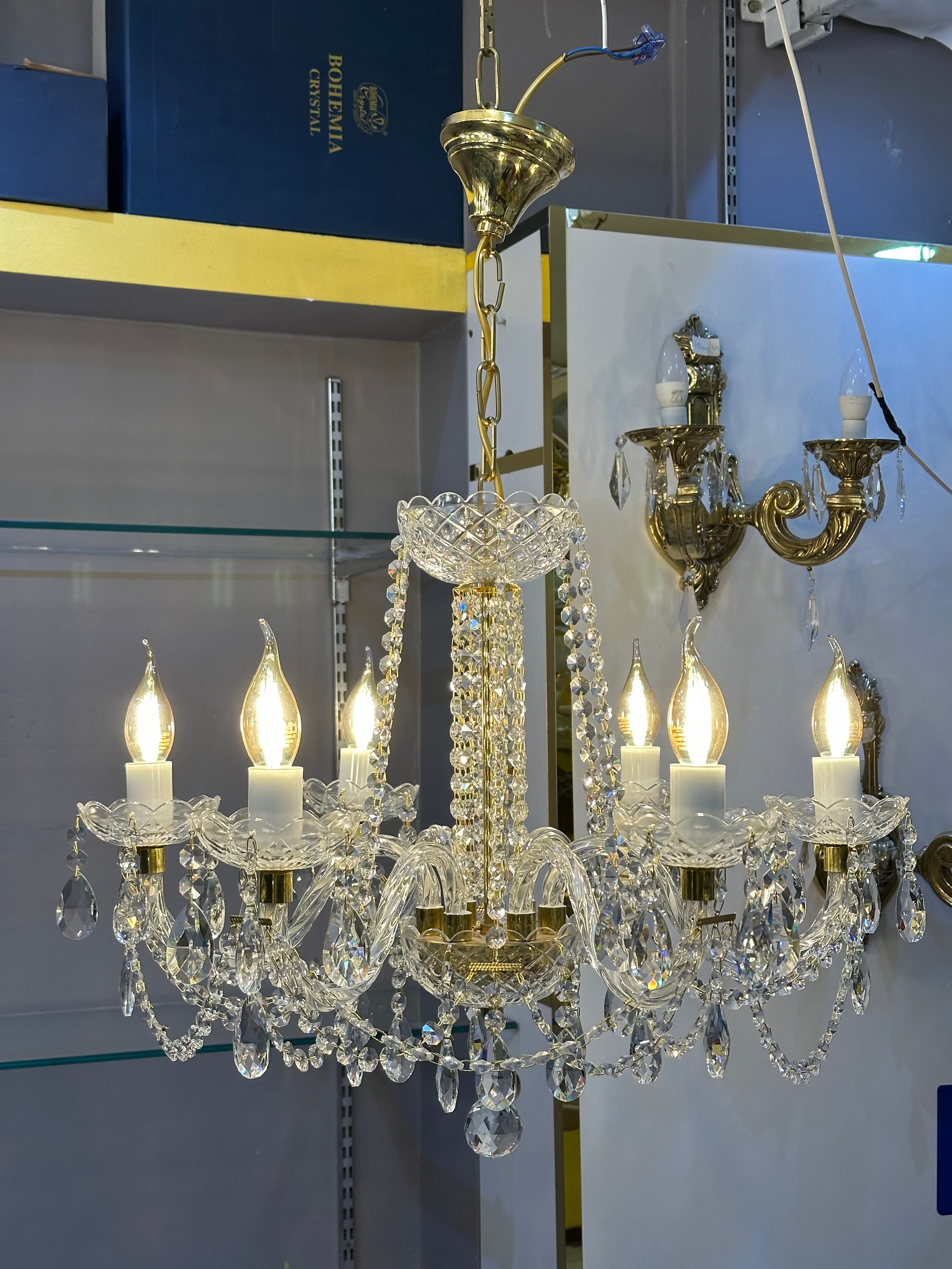 Lustre Lyena en Cristal Tchèque – 6 Lampes