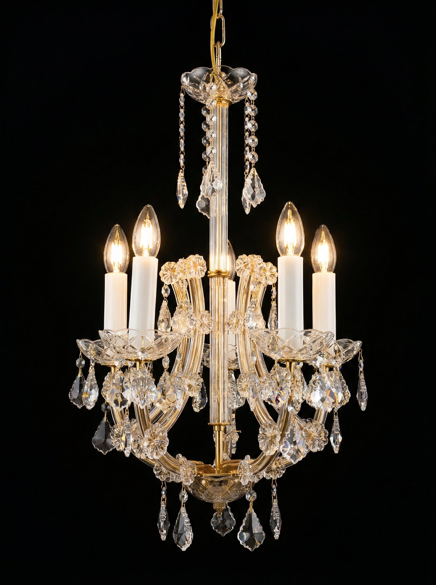 Marie-Thérèse d’Autriche 1 – Lustre à Bougies en Cristal, Doré