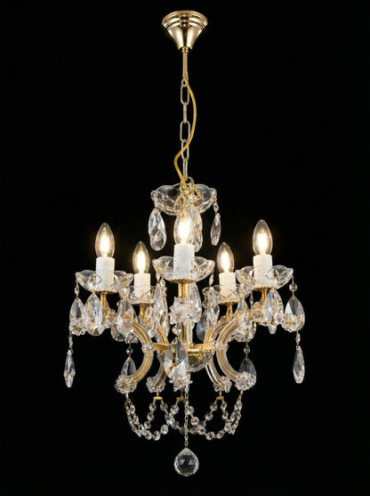 Marie-Thérèse d’Autriche 2 – Lustre en Cristal à Guirlandes, Doré