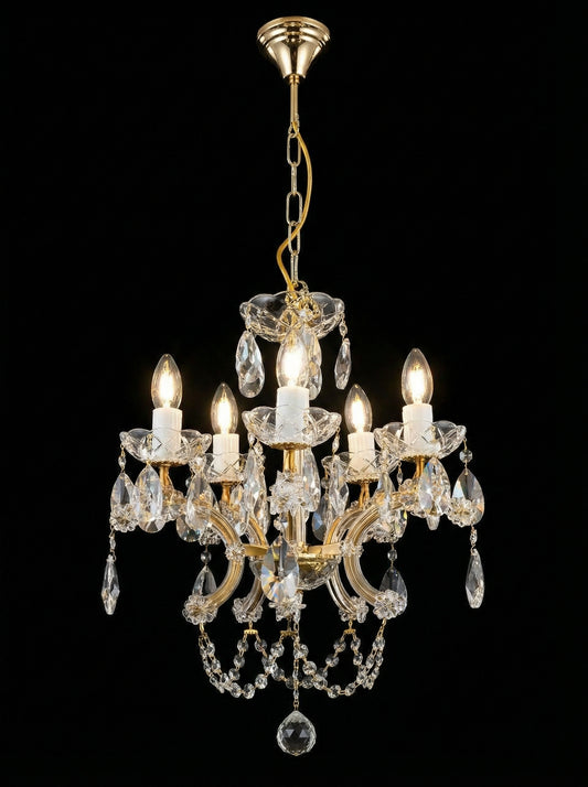 Marie-Thérèse d’Autriche 2 – Lustre en Cristal à Guirlandes, Doré