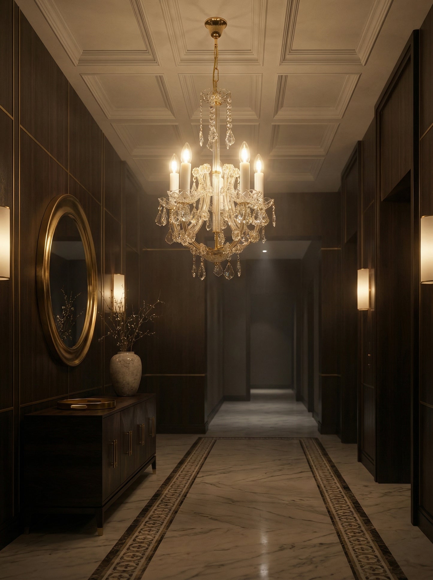 Marie-Thérèse d’Autriche 1 – Lustre à Bougies en Cristal, Doré