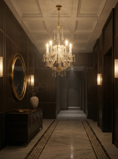 Marie-Thérèse d’Autriche 1 – Lustre à Bougies en Cristal, Doré