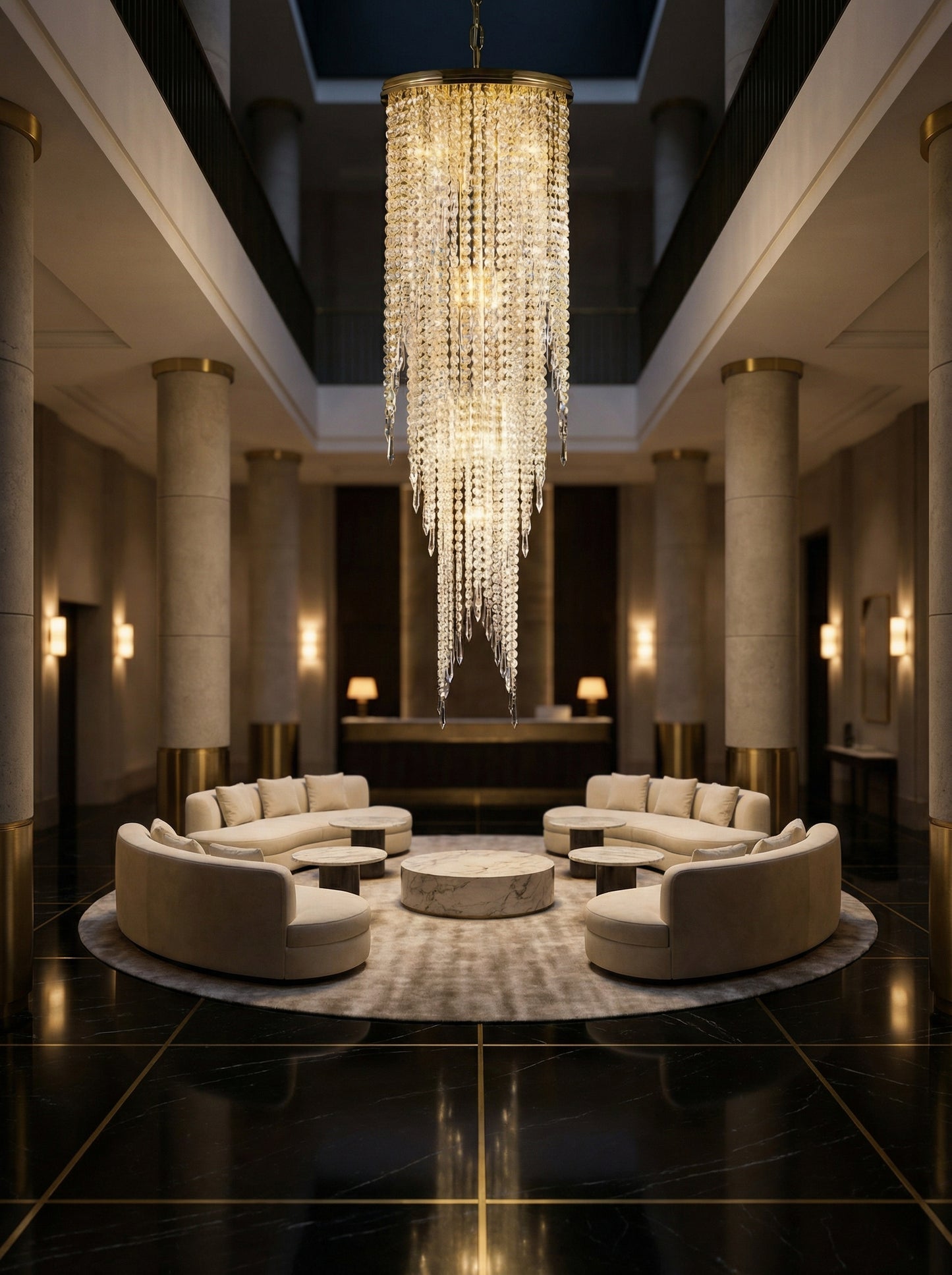 Lustre Cascade en Cristal Bohème – Finition Laiton Doré