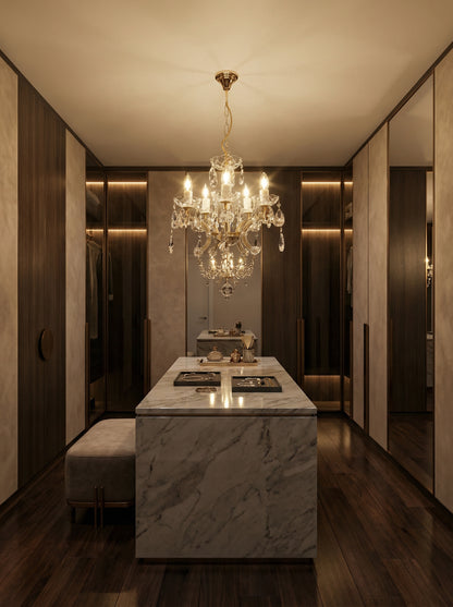 Marie-Thérèse d’Autriche 2 – Lustre en Cristal à Guirlandes, Doré