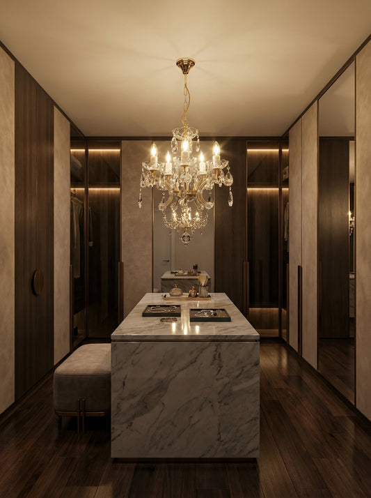 Marie-Thérèse d’Autriche 2 – Lustre en Cristal à Guirlandes, Doré