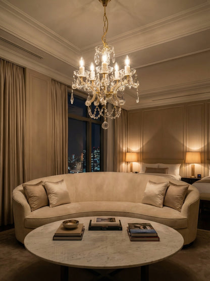 Marie-Thérèse d’Autriche 2 – Lustre en Cristal à Guirlandes, Doré